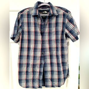 The North Face. Red, white,and blue short sleeve casual button down. Size Medium